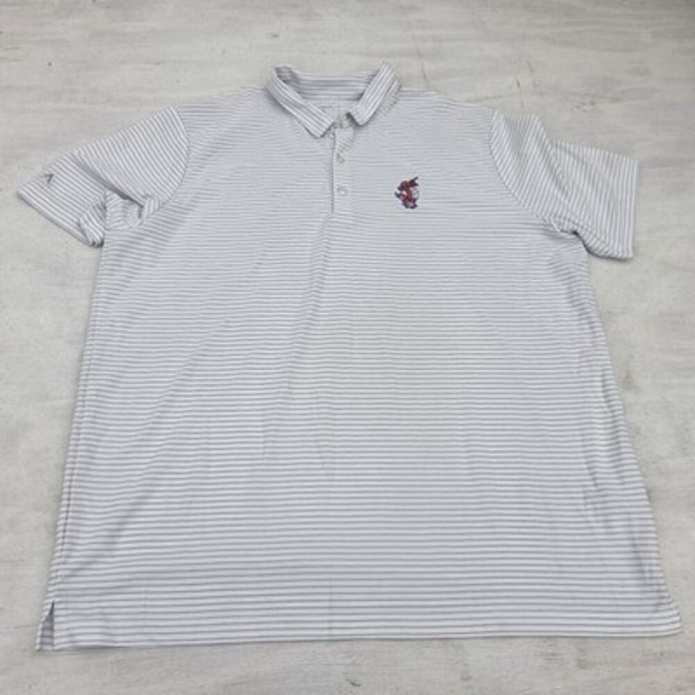Antigua 2XL Florida Swinging Gator Performance Polo Shirt White Gray Striped